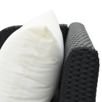 vidaXL Șezlong de plajă cu pernă, negru, poliratan vidaXL Șezlong de plajă cu pernă, negru, poliratan