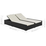 vidaXL Șezlong de plajă dublu, negru, poliratan vidaXL Șezlong de plajă dublu, negru, poliratan