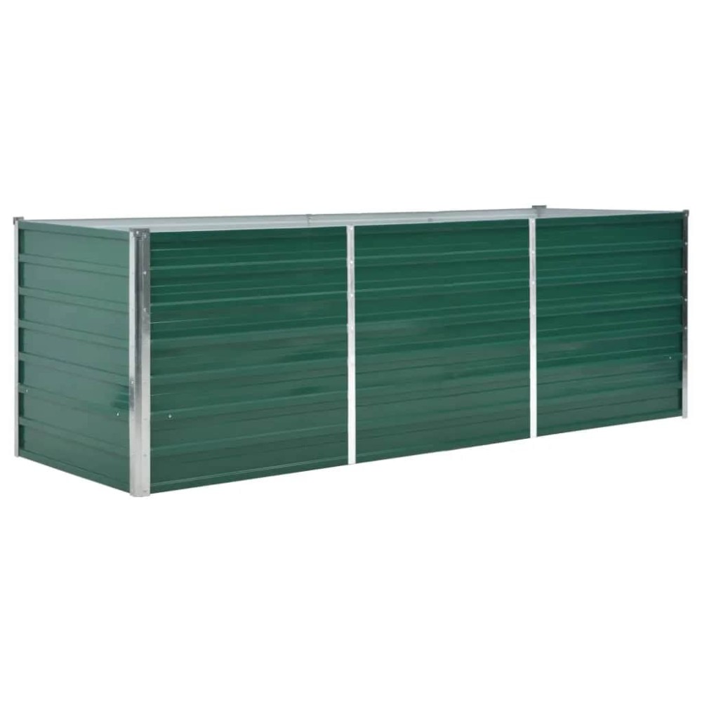 vidaXL Strat înălțat de grădină, verde, 240x80x77 cm, oțel galvanizat