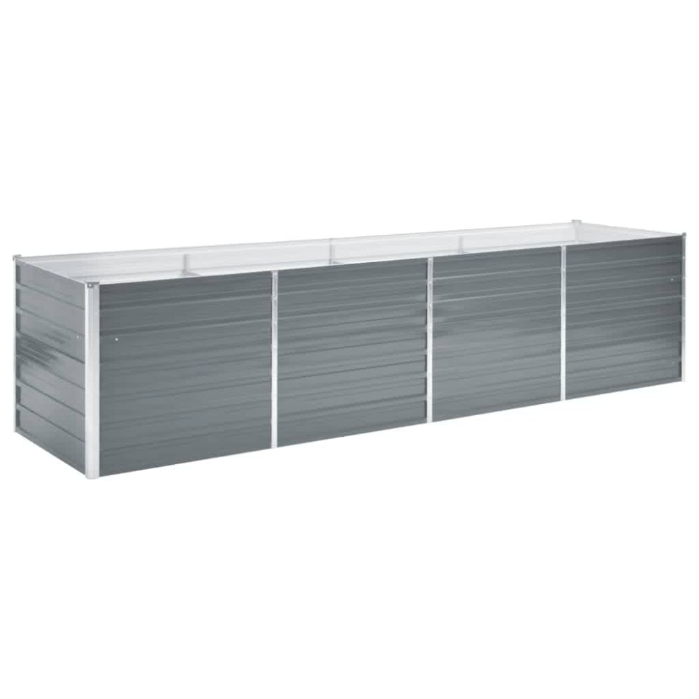 vidaXL Strat înălțat de grădină, gri, 320x80x77 cm, oțel galvanizat