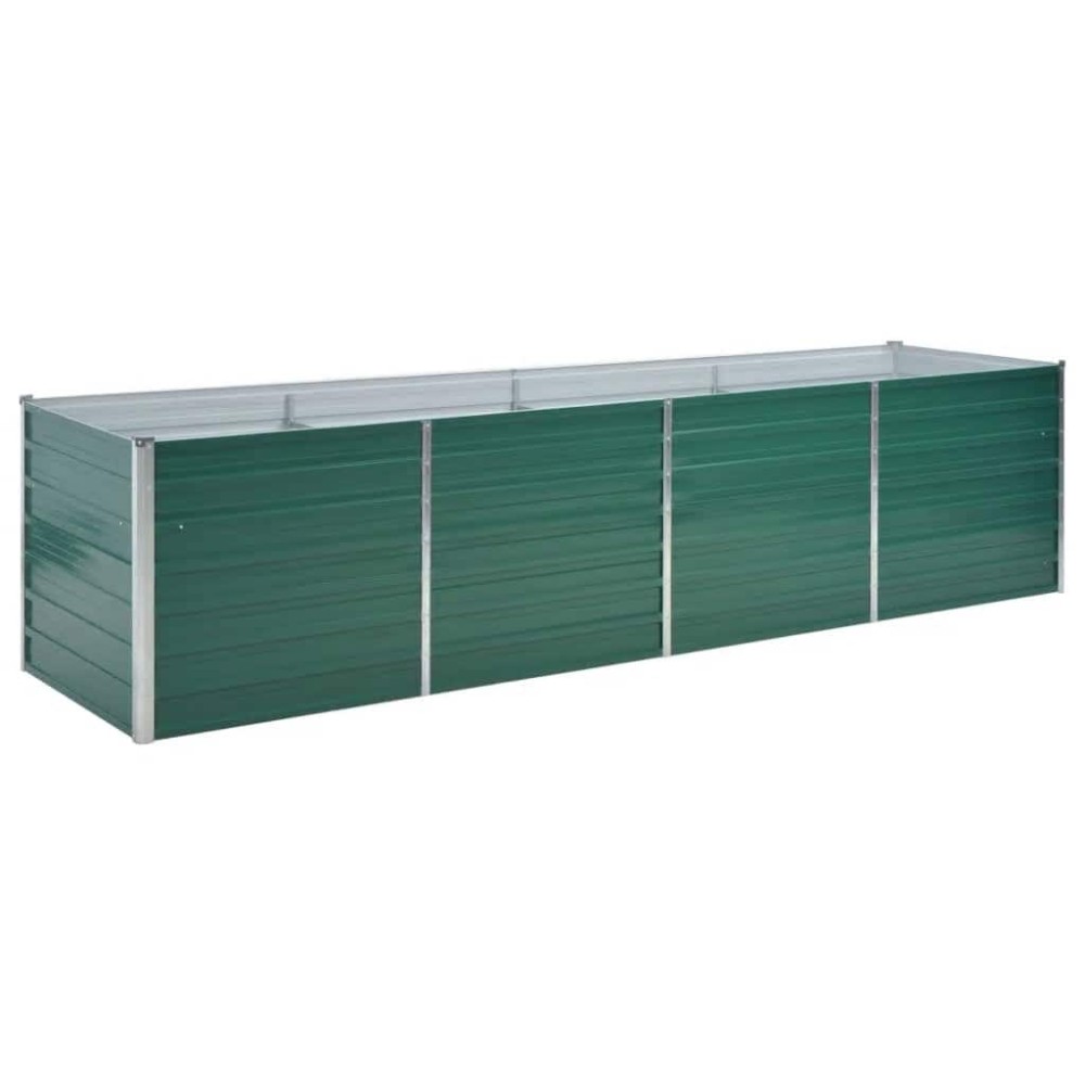 vidaXL Strat înălțat de grădină, verde, 320x80x77 cm, oțel galvanizat