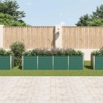 vidaXL Strat înălțat de grădină, verde, 320x80x77 cm, oțel galvanizat