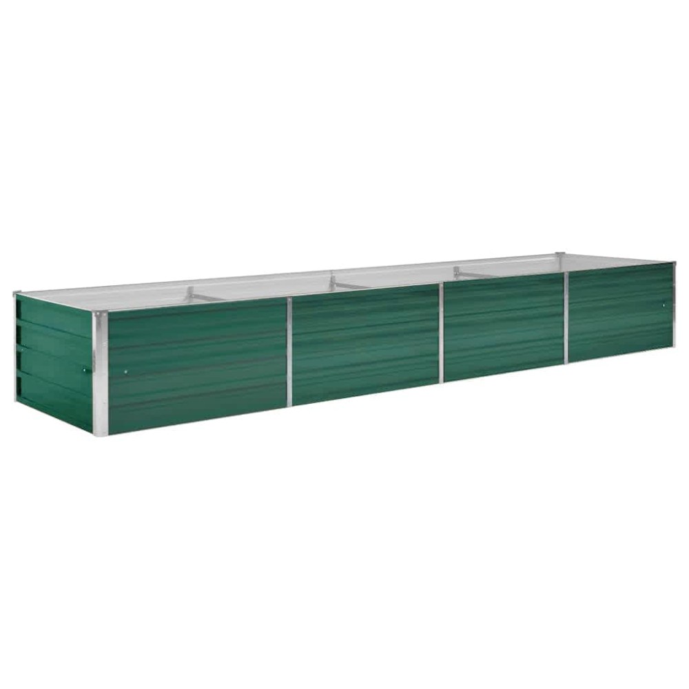 vidaXL Strat înălțat de grădină, verde, 320x80x45 cm oțel galvanizat