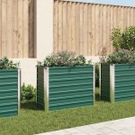 vidaXL Strat înălțat de grădină, verde, 100x40x77 cm, oțel galvanizat