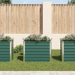 vidaXL Strat înălțat de grădină, verde, 100x40x77 cm, oțel galvanizat