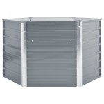 vidaXL Strat înălțat de grădină, gri, 129x129x77 cm, oțel galvanizat
