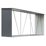 vidaXL Șopron depozitare lemne, oțel galvanizat, 330x84x152 cm, gri vidaXL Șopron depozitare lemne, oțel galvanizat, 330x84x152 cm, gri