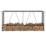 vidaXL Șopron depozitare lemne, oțel galvanizat, 330x84x152 cm, gri vidaXL Șopron depozitare lemne, oțel galvanizat, 330x84x152 cm, gri