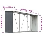 vidaXL Șopron depozitare lemne, oțel galvanizat, 330x84x152 cm, gri vidaXL Șopron depozitare lemne, oțel galvanizat, 330x84x152 cm, gri