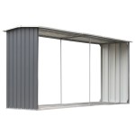 vidaXL Șopron depozitare lemne, oțel galvanizat, 330x92x153 cm, gri
