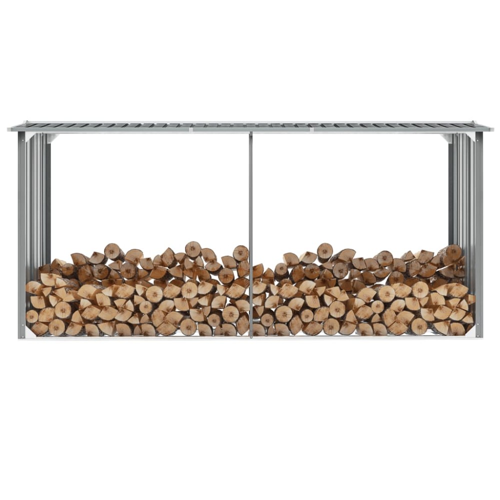 vidaXL Șopron depozitare lemne, oțel galvanizat, 330x92x153 cm, gri