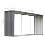 vidaXL Șopron depozitare lemne, oțel galvanizat, 330x92x153 cm, gri
