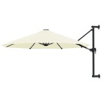 vidaXL Umbrelă soare, montaj pe perete, stâlp metalic, 300 cm, nisipiu vidaXL Umbrelă soare, montaj pe perete, stâlp metalic, 300 cm, nisipiu