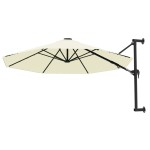 vidaXL Umbrelă soare, montaj pe perete, stâlp metalic, 300 cm, nisipiu vidaXL Umbrelă soare, montaj pe perete, stâlp metalic, 300 cm, nisipiu