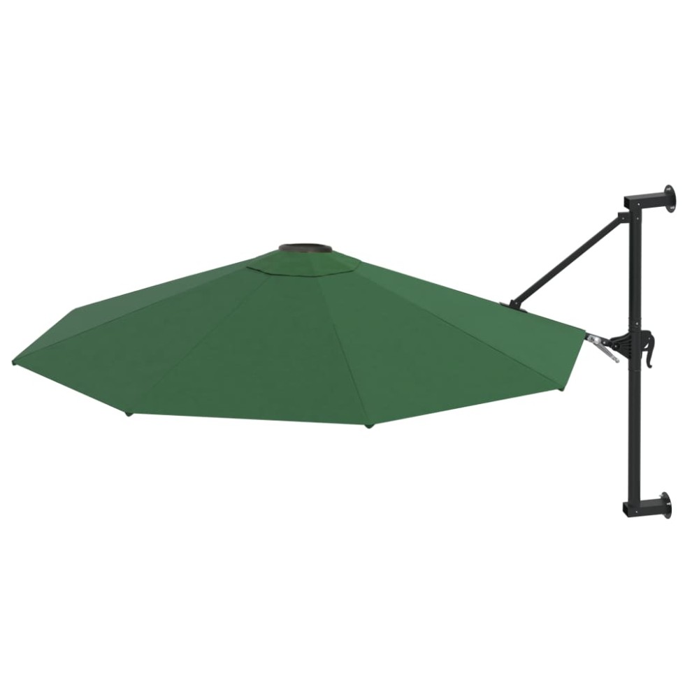 vidaXL Umbrelă soare, montaj pe perete, tijă metalică, verde, 300 cm