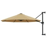 vidaXL Umbrelă soare montaj pe perete tijă metalică gri taupe 300 cm vidaXL Umbrelă soare montaj pe perete tijă metalică gri taupe 300 cm