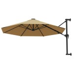 vidaXL Umbrelă soare montaj pe perete tijă metalică gri taupe 300 cm vidaXL Umbrelă soare montaj pe perete tijă metalică gri taupe 300 cm