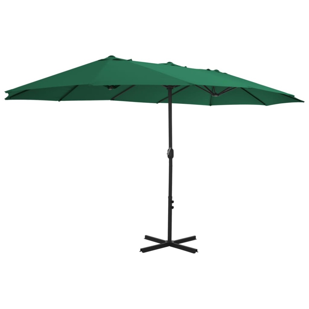 vidaXL Umbrelă de soare de exterior, stâlp aluminiu, verde, 460x270 cm