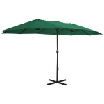 vidaXL Umbrelă de soare de exterior, stâlp aluminiu, verde, 460x270 cm