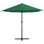 vidaXL Umbrelă de soare de exterior, stâlp aluminiu, verde, 460x270 cm
