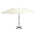 vidaXL Umbrelă soare exterior, stâlp aluminiu, nisipiu, 460 x 270 cm vidaXL Umbrelă soare exterior, stâlp aluminiu, nisipiu, 460 x 270 cm