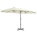 vidaXL Umbrelă soare exterior, stâlp aluminiu, nisipiu, 460 x 270 cm vidaXL Umbrelă soare exterior, stâlp aluminiu, nisipiu, 460 x 270 cm