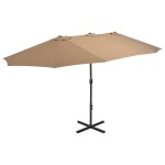 vidaXL Umbrelă soare exterior cu stâlp aluminiu gri taupe 460x270 cm vidaXL Umbrelă soare exterior cu stâlp aluminiu gri taupe 460x270 cm