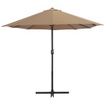 vidaXL Umbrelă soare exterior cu stâlp aluminiu gri taupe 460x270 cm vidaXL Umbrelă soare exterior cu stâlp aluminiu gri taupe 460x270 cm