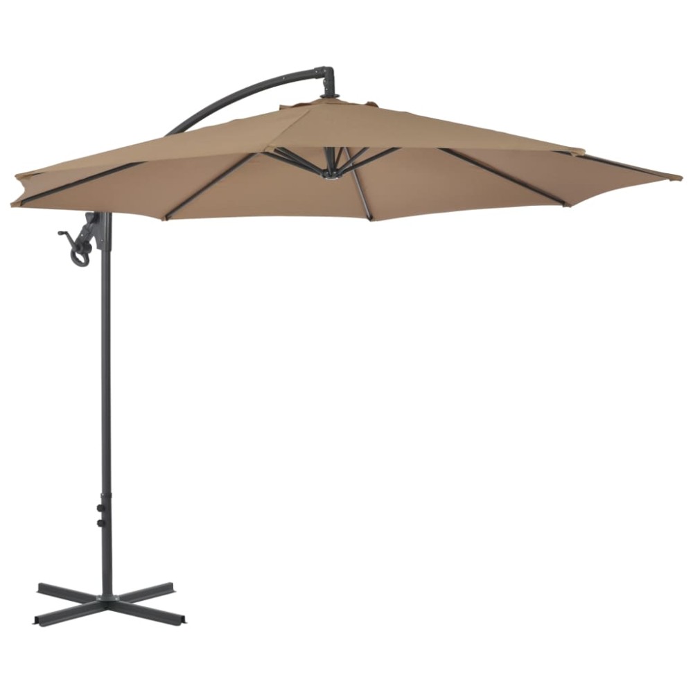 vidaXL Umbrelă în consolă cu stâlp din oțel, taupe, 300 cm
