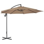 vidaXL Umbrelă în consolă cu stâlp din oțel, taupe, 300 cm vidaXL Umbrelă în consolă cu stâlp din oțel, taupe, 300 cm