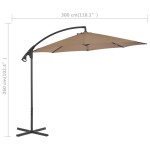 vidaXL Umbrelă în consolă cu stâlp din oțel, taupe, 300 cm vidaXL Umbrelă în consolă cu stâlp din oțel, taupe, 300 cm