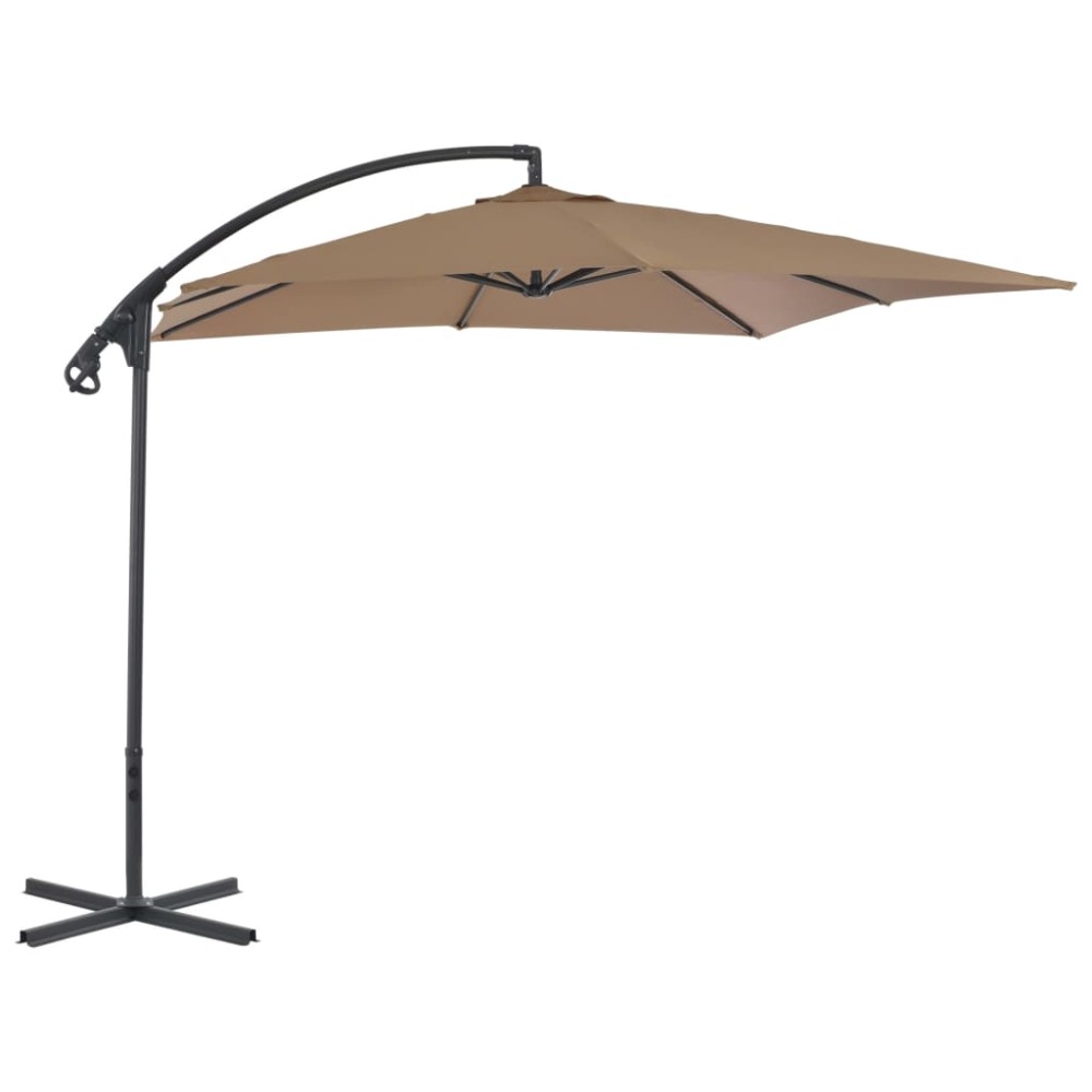 vidaXL Umbrelă în consolă cu stâlp din oțel, taupe, 250x250 cm