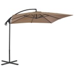 vidaXL Umbrelă în consolă cu stâlp din oțel, taupe, 250x250 cm vidaXL Umbrelă în consolă cu stâlp din oțel, taupe, 250x250 cm