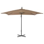 vidaXL Umbrelă în consolă cu stâlp din oțel, taupe, 250x250 cm vidaXL Umbrelă în consolă cu stâlp din oțel, taupe, 250x250 cm