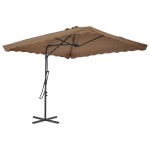 vidaXL Umbrelă soare de exterior, stâlp oțel, gri taupe, 250 x 250 cm