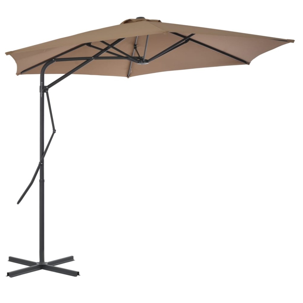 vidaXL Umbrelă de soare de exterior, stâlp din oțel, gri taupe, 300 cm