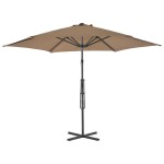 vidaXL Umbrelă de soare de exterior, stâlp din oțel, gri taupe, 300 cm vidaXL Umbrelă de soare de exterior, stâlp din oțel, gri taupe, 300 cm