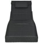 vidaXL Șezlong, negru, poliratan și textilenă vidaXL Șezlong, negru, poliratan și textilenă