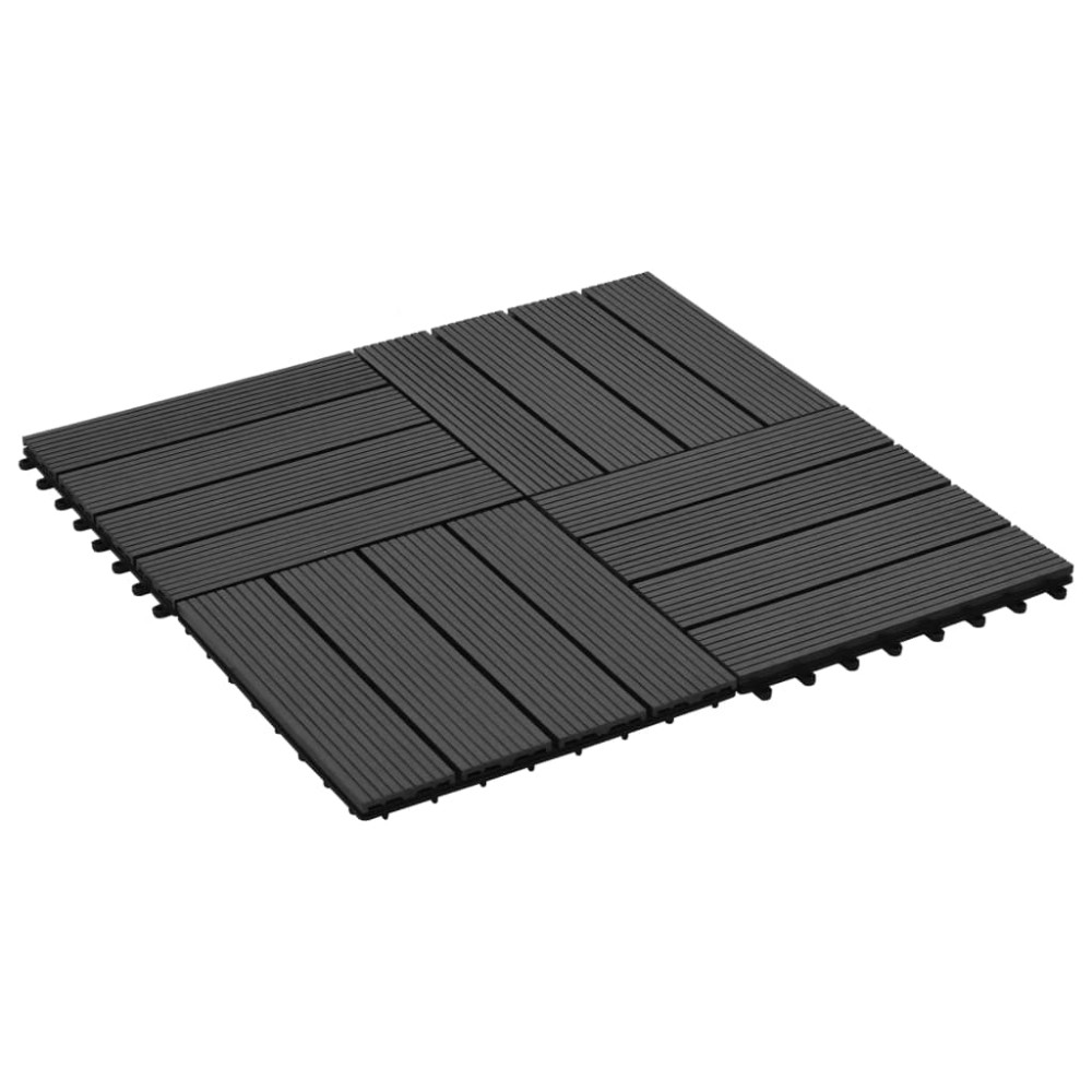 vidaXL Plăci de pardoseală 11 buc, negru, 30 x 30 cm ,WPC, 1 mp