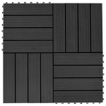 vidaXL Plăci de pardoseală 11 buc, negru, 30 x 30 cm ,WPC, 1 mp vidaXL Plăci de pardoseală 11 buc, negru, 30 x 30 cm ,WPC, 1 mp