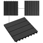 vidaXL Plăci de pardoseală 11 buc, negru, 30 x 30 cm ,WPC, 1 mp vidaXL Plăci de pardoseală 11 buc, negru, 30 x 30 cm ,WPC, 1 mp