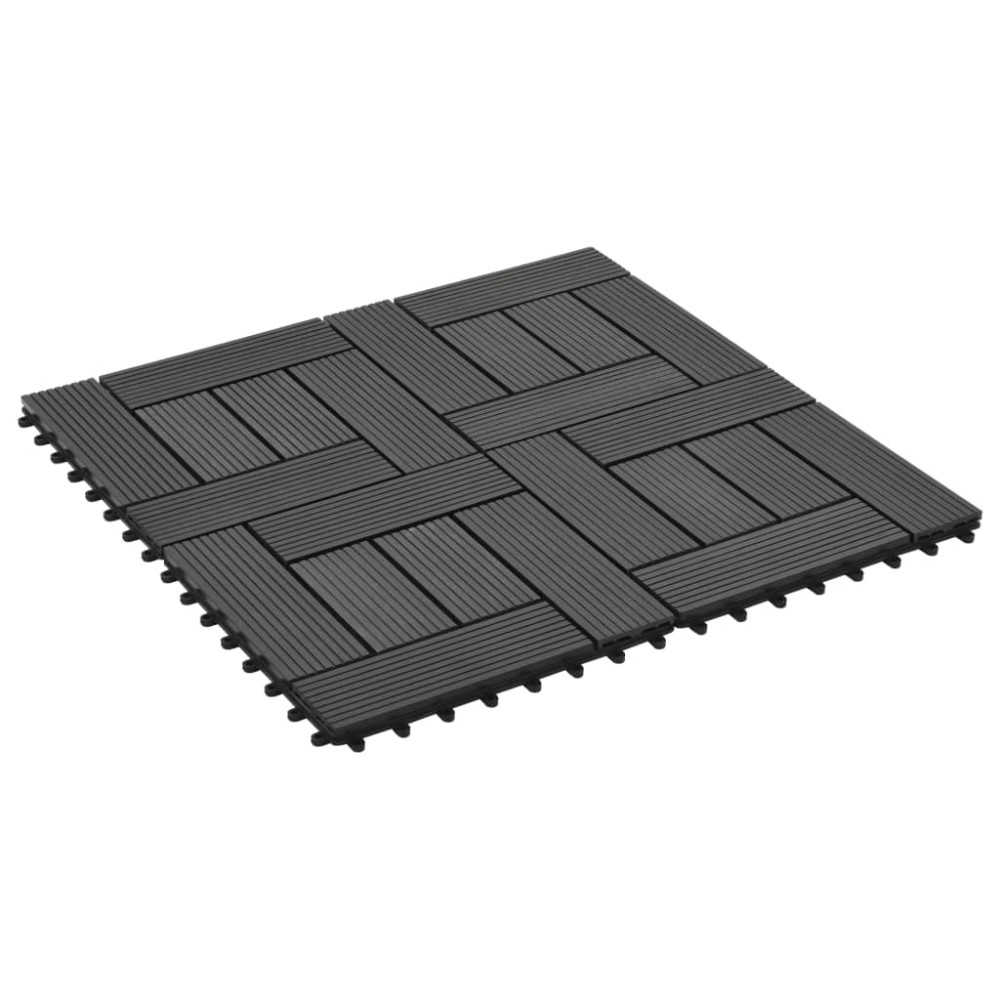 vidaXL Plăci de pardoseală, 11 buc, negru, 30x30 cm, WPC, 1 mp