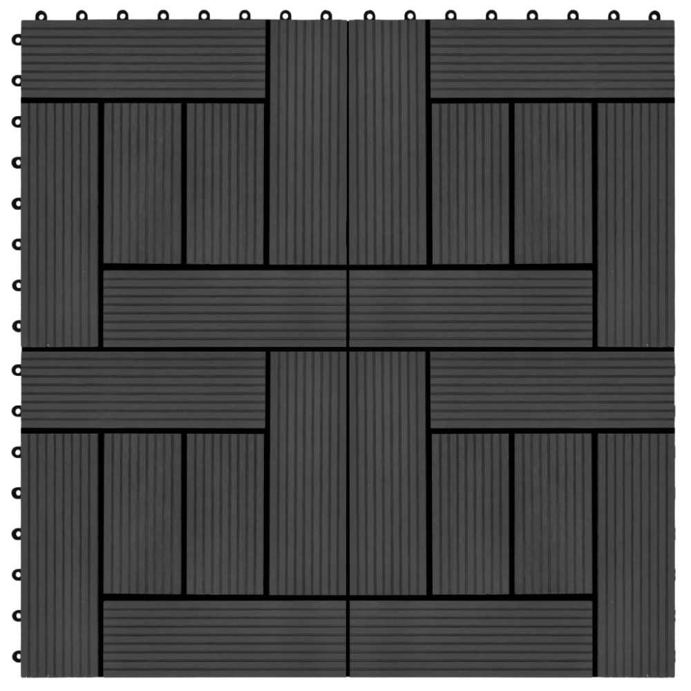 vidaXL Plăci de pardoseală, 11 buc, negru, 30x30 cm, WPC, 1 mp