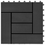 vidaXL Plăci de pardoseală, 11 buc, negru, 30x30 cm, WPC, 1 mp vidaXL Plăci de pardoseală, 11 buc, negru, 30x30 cm, WPC, 1 mp