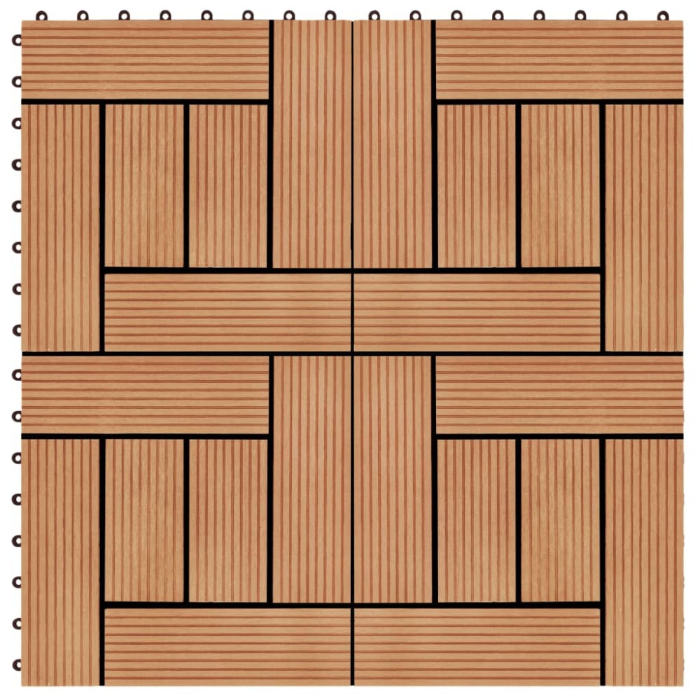 vidaXL Plăci de pardoseală 11 buc, culoare tec, 30 x 30 cm, WPC, 1 mp