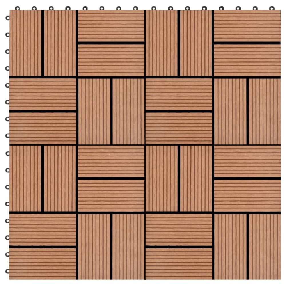 vidaXL Plăci de pardoseală 11 buc, maro, 30 x 30 cm, WPC, 1 mp