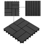 vidaXL Plăci de pardoseală 11 buc, negru, 30 x 30 cm, WPC, 1 mp vidaXL Plăci de pardoseală 11 buc, negru, 30 x 30 cm, WPC, 1 mp