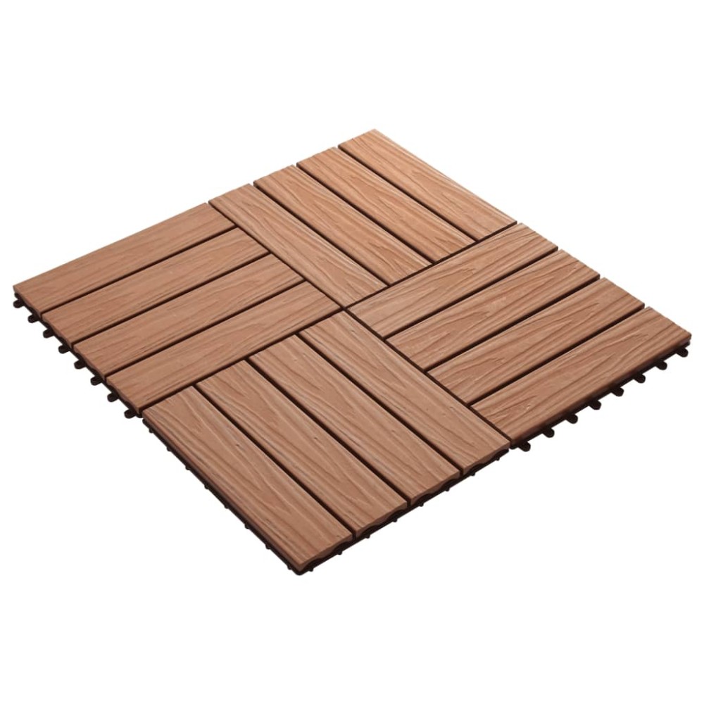 vidaXL Plăci podea în relief WPC, 11 buc, 30x30 cm, 1 mp, maro deschis