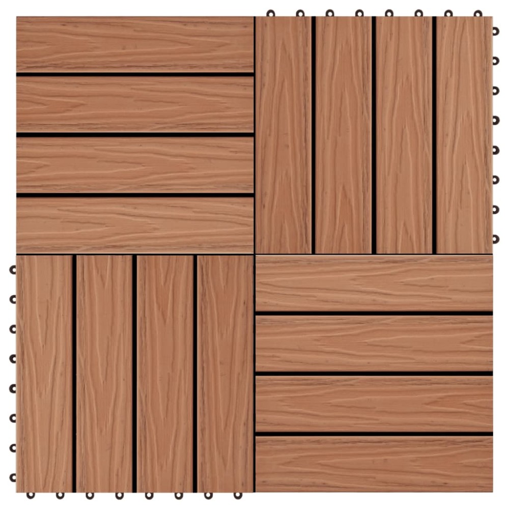 vidaXL Plăci podea în relief WPC, 11 buc, 30x30 cm, 1 mp, maro deschis
