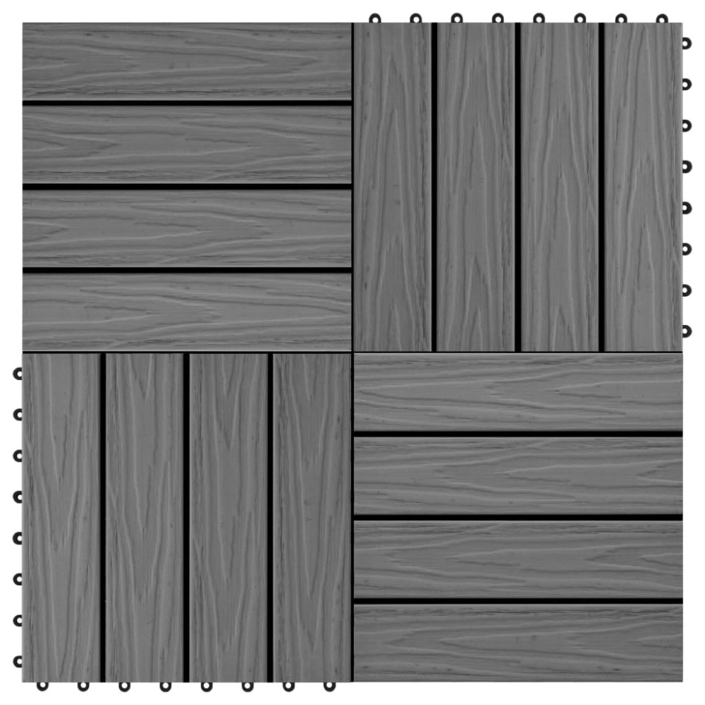 vidaXL Plăci podea în relief WPC, 11 buc., 30 x 30 cm, 1 mp, gri